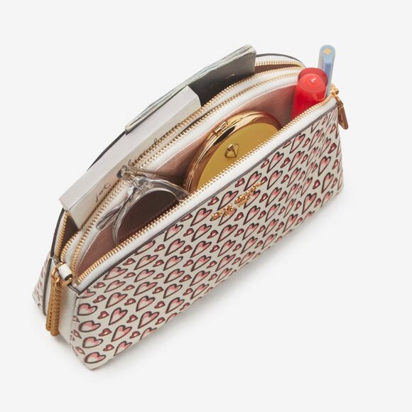 Kate Spade Morgan Fancy Hearts Double-zip Dome Crossbody Purse KA073 - Picture 7 of 11